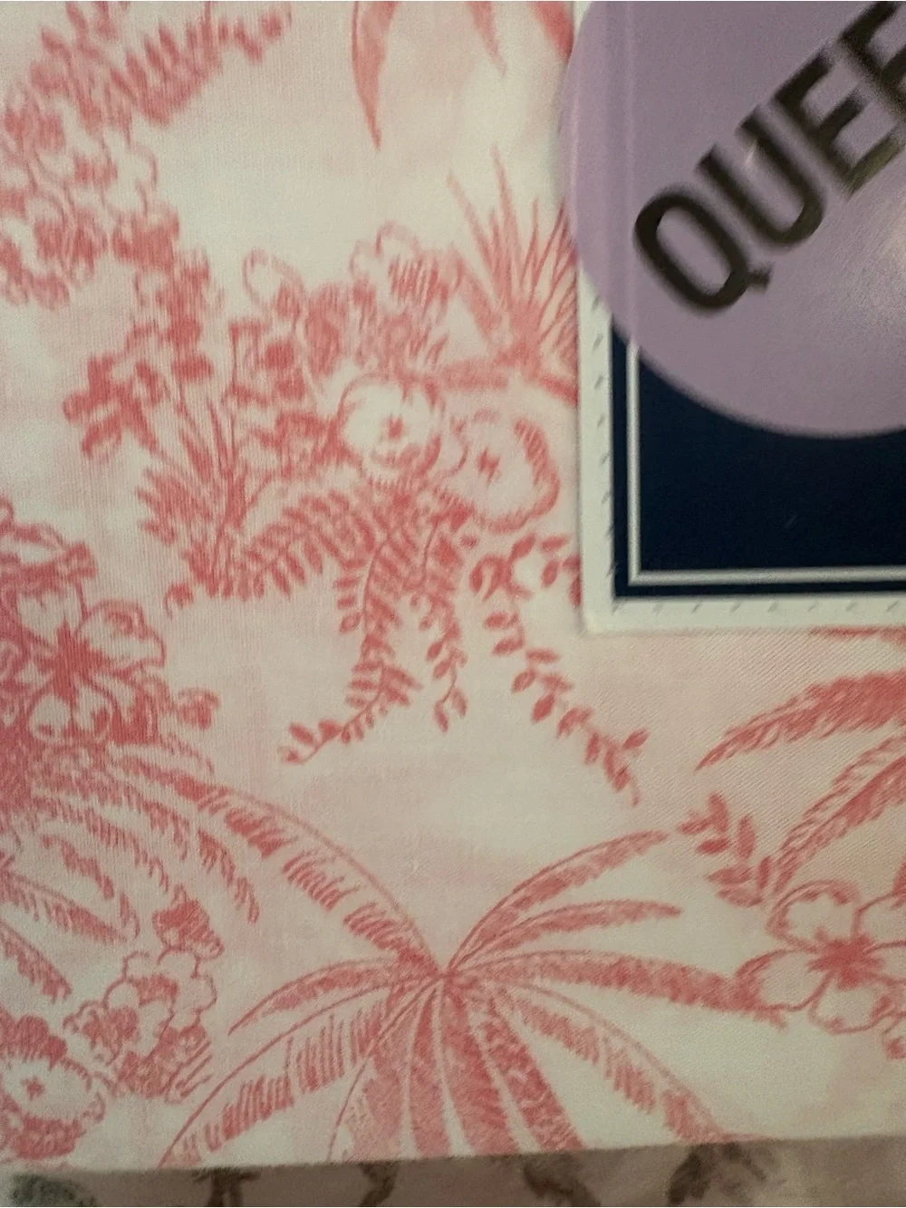 Tommy Bahama NWT Queen 100% Cotton Percale Sheet Set in Pen and Ink Palm/Pink